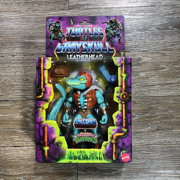 Mattel MOTU Turtles Of Grayskull TMNT Leatherhead Action Figure Sealed - Picture 1 of 6